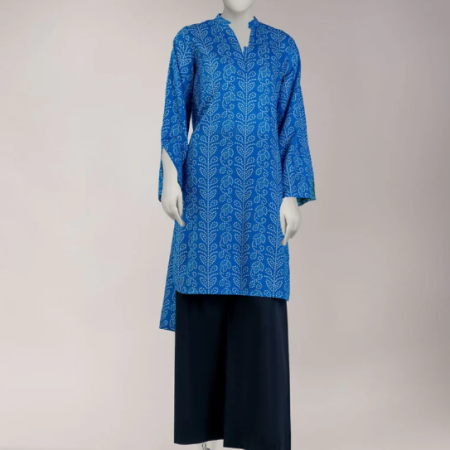 blue light khaddar printed unstitched 1pc