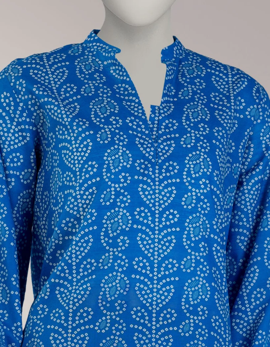 blue light khaddar printed unstitched 1pc