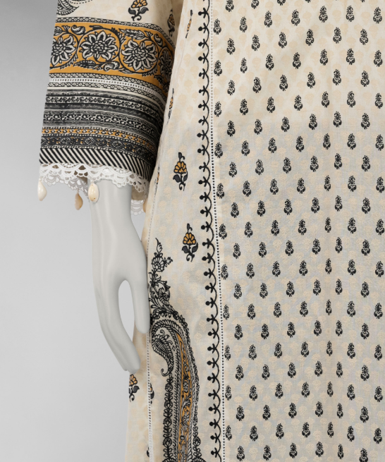 ivory lawn paste printed unstitched 3pc