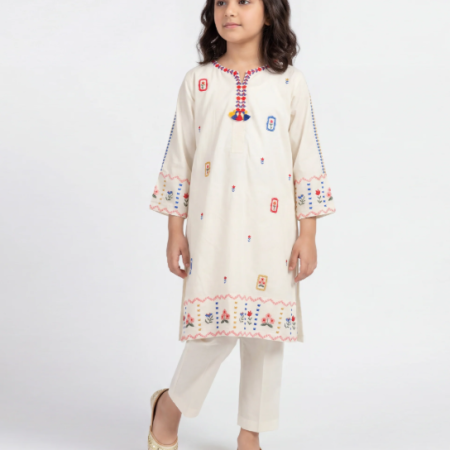white lawn embroidered stitched 2pc