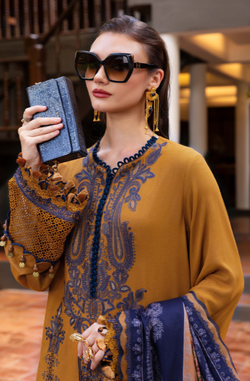3 Piece Unstitched Embroidered Twill Linen Suit