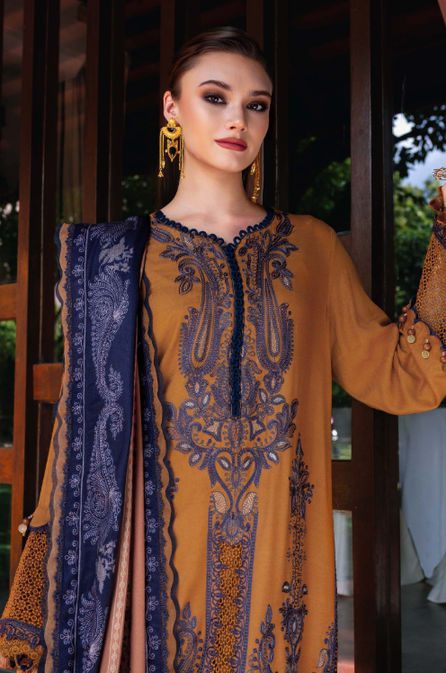 3 Piece Unstitched Embroidered Twill Linen Suit