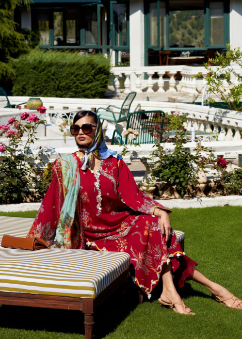 Unstitched Embroidered 3 Piece Muzlin Suit
