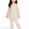 off white lawn embroidered kurta