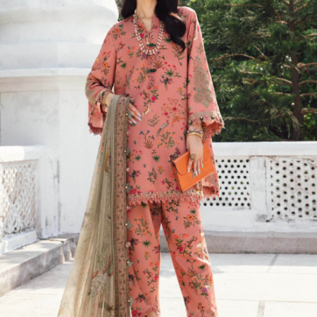 3 Piece Unstitched Embroidered Linen Suit | MPT-2707-A