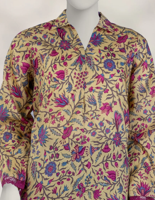 yellow cambric digital printed unstitched 1pc