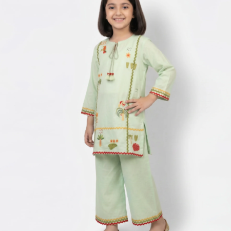 green lawn embroidered stitched 2pc