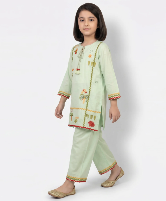green lawn embroidered stitched 2pc