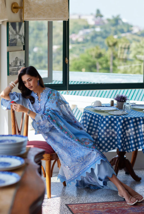 Unstitched Embroidered 3 Piece Muzlin Suit