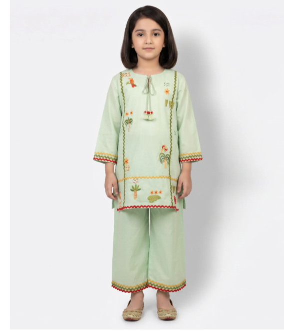 green lawn embroidered stitched 2pc