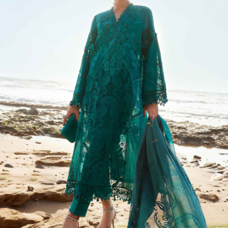 3 Piece Unstitched Embroidered Organza Lawn Suit | EID LAWN-25-05