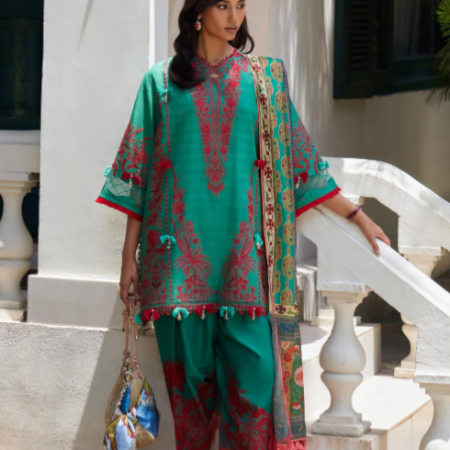Unstitched Embroidered 3 Piece Muzlin Suit