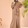 light brown georgette abaya | jjab-22-049