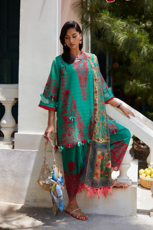 Unstitched Embroidered 3 Piece Muzlin Suit