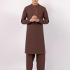 brown semi-formal kameez shalwar