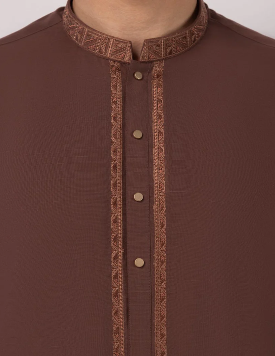 brown semi-formal kameez shalwar