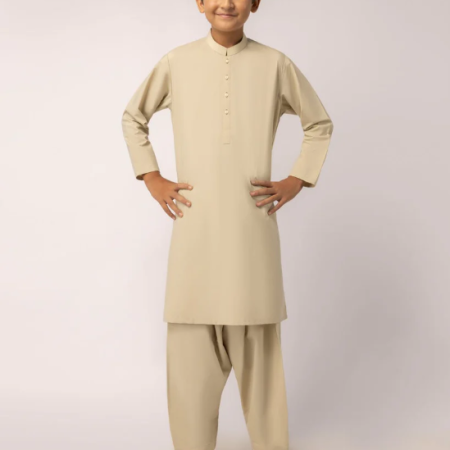 beige blended kameez shalwar