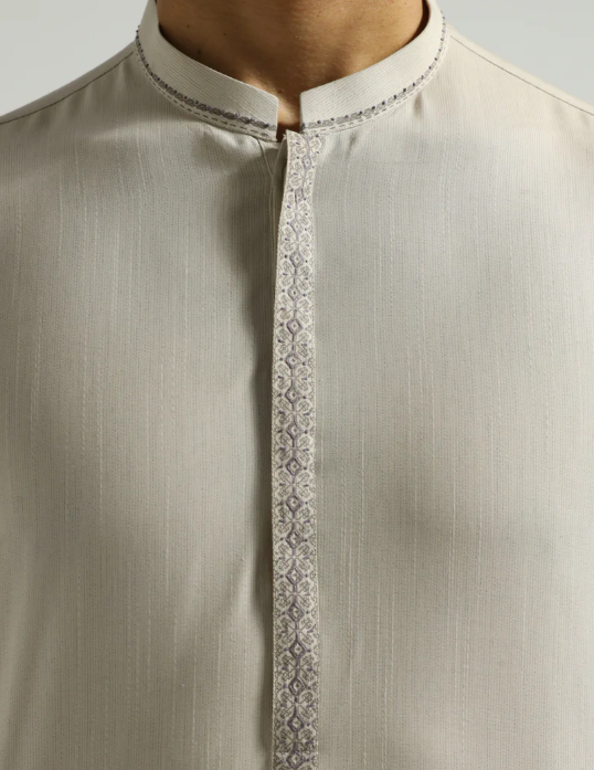 pearl white formal kurta trousers