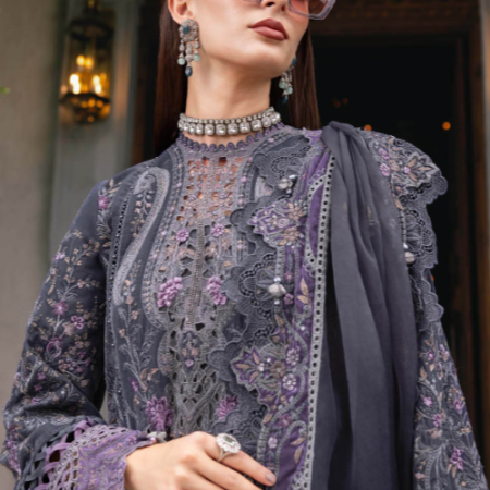 MariaB 3 Piece Unstitched Embroidered Velvet Suit