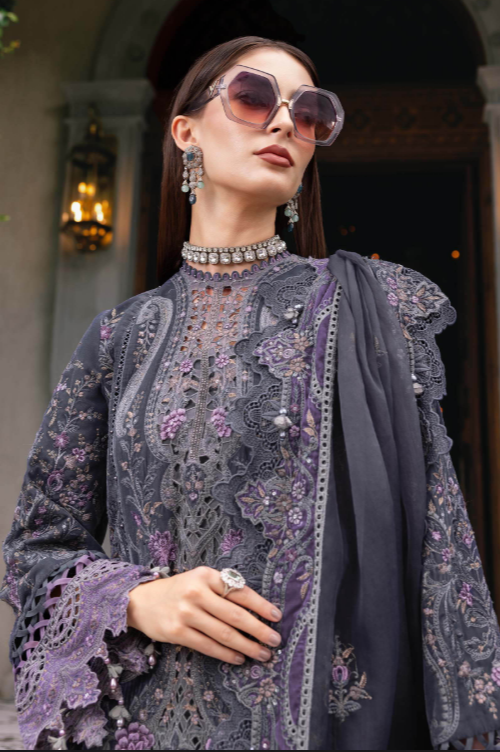 MariaB 3 Piece Unstitched Embroidered Velvet Suit