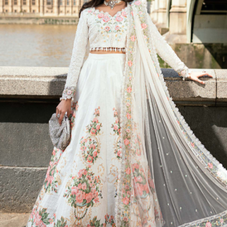 MariaB 3 Piece Unstitched Embroidered Raw Silk Suit