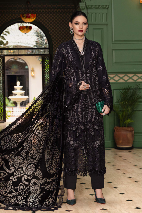 MariaB 3 Piece Unstitched Embroidered Linen Suit
