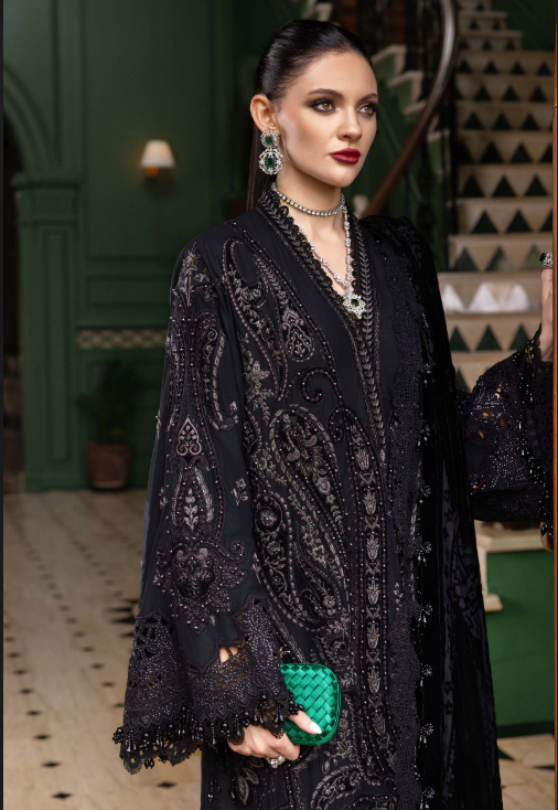 MariaB 3 Piece Unstitched Embroidered Linen Suit