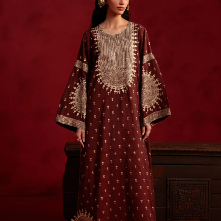 NOURA LUXE (MSS6977) – Deep Maroon Embroidered 2-Piece Luxury Suit by Maryum N Maria