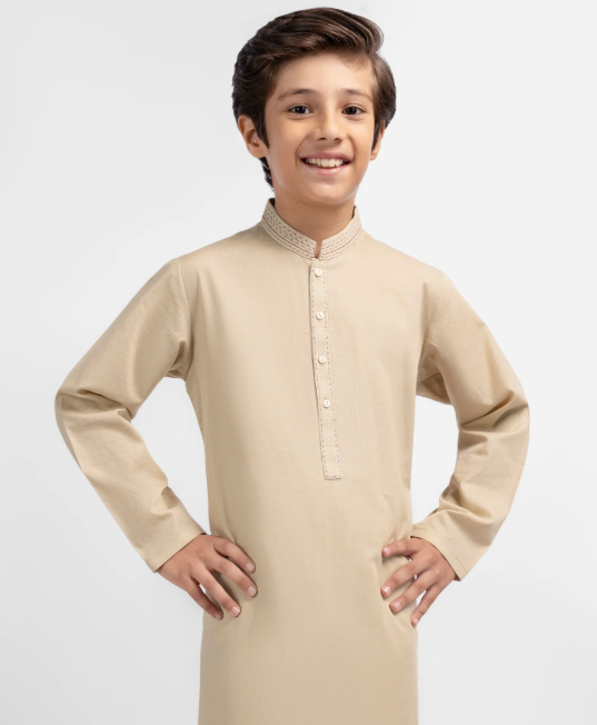 J. beige semi-formal cotton kurta-