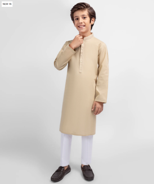 J. beige semi-formal cotton kurta-