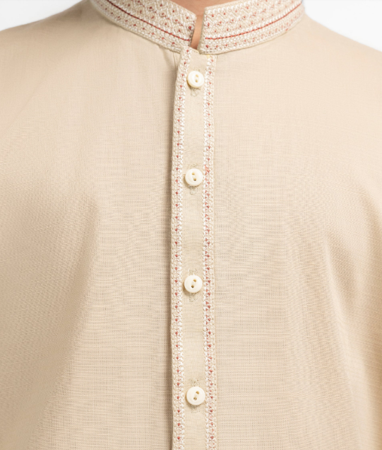 J. beige semi-formal cotton kurta-
